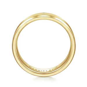 14K Gold 6mm – Satin Finish Carved Men’s Wedding Band Gabriel 24