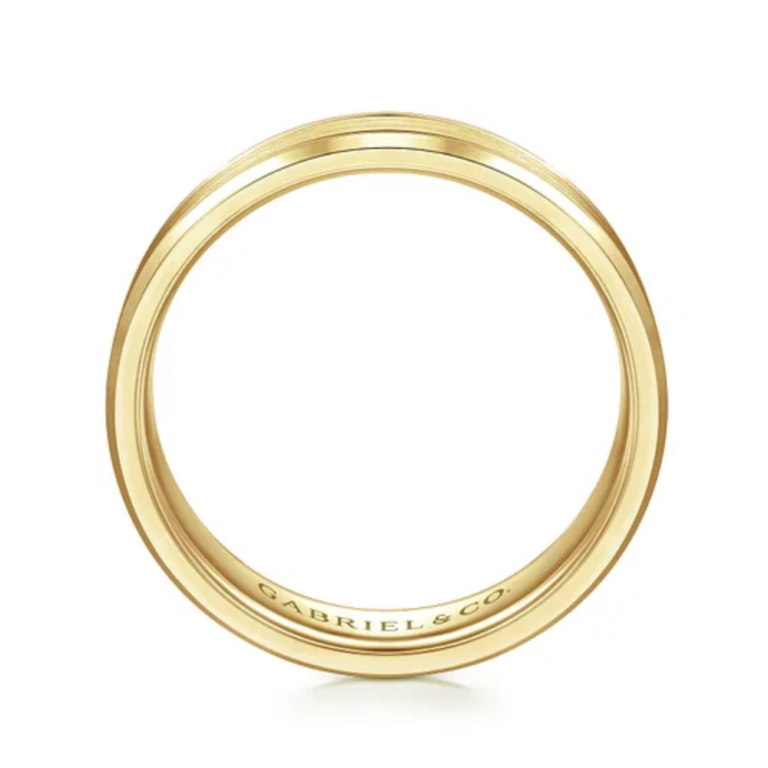14K Gold 6mm – Satin Finish Carved Men’s Wedding Band Gabriel 24