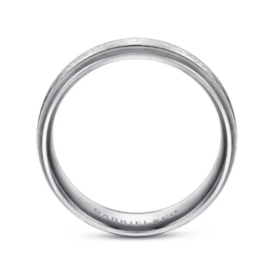 14K Gold 7mm – Horizontal Brush Grooved Men’s Wedding Band Gabriel 16