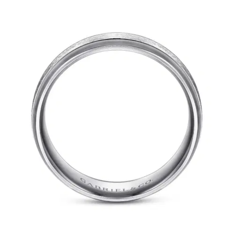14K Gold 7mm – Horizontal Brush Grooved Men’s Wedding Band Gabriel 16