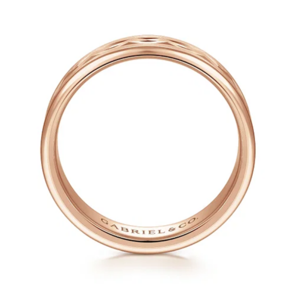 14K Gold 6mm - Satin Diamond Cut Men's Wedding Band - Image 11