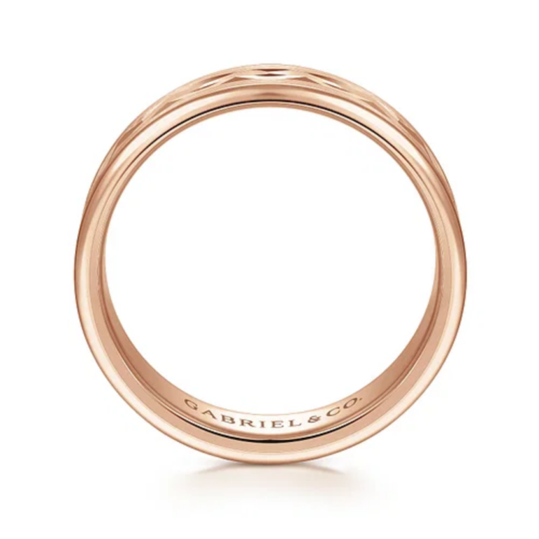 14K Gold 6mm – Satin Diamond Cut Men’s Wedding Band Gabriel 24