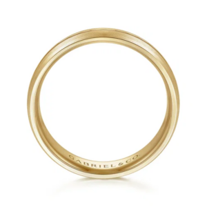 14K Gold 6mm – Satin Finish Diamond Cut Center Groove Men’s Wedding Band Gabriel 16