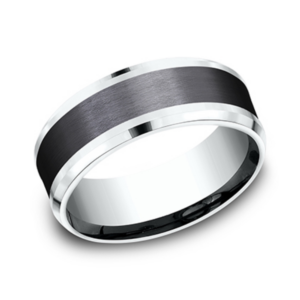 14K Gold and Black Titanium 8mm - Satin Men's Wedding Band