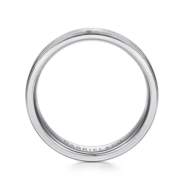 14K Gold 6mm - Satin Finish Polished Edges Men's Wedding Band - Image 3