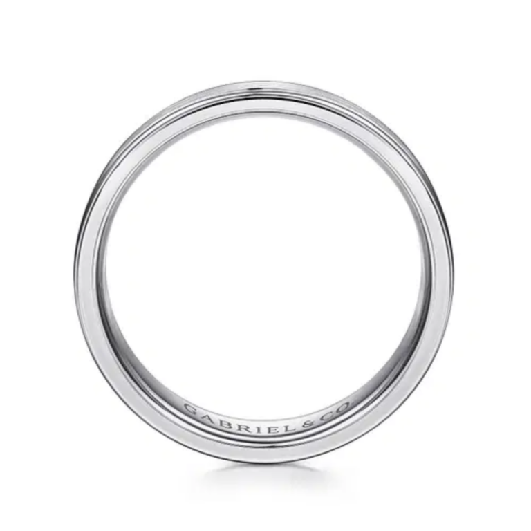 14K Gold 6mm – Satin Finish Polished Edges Men’s Wedding Band Gabriel 16