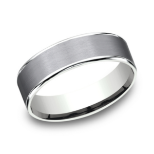 14K Gold and Tantalum 6.5mm - Satin Men's Wedding Band