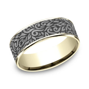14K Gold and Tantalum 7.5mm - Paisley Men's Wedding Band