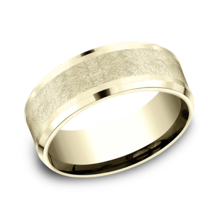 14K Gold 8mm – Swirl Center Men’s Wedding Band Benchmark 20