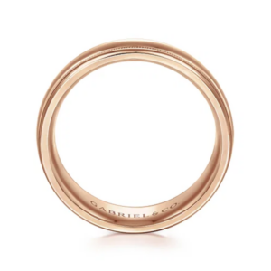 14K Gold 7mm – High Polish Milgrain Channel Men’s Wedding Band Gabriel 21