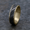 14K Gold and Damascus Steel 6.5mm – Men’s Wedding Band Ammara Stone 53