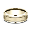 14K Gold 8mm – Satin Milgrain Men’s Wedding Band Benchmark 55