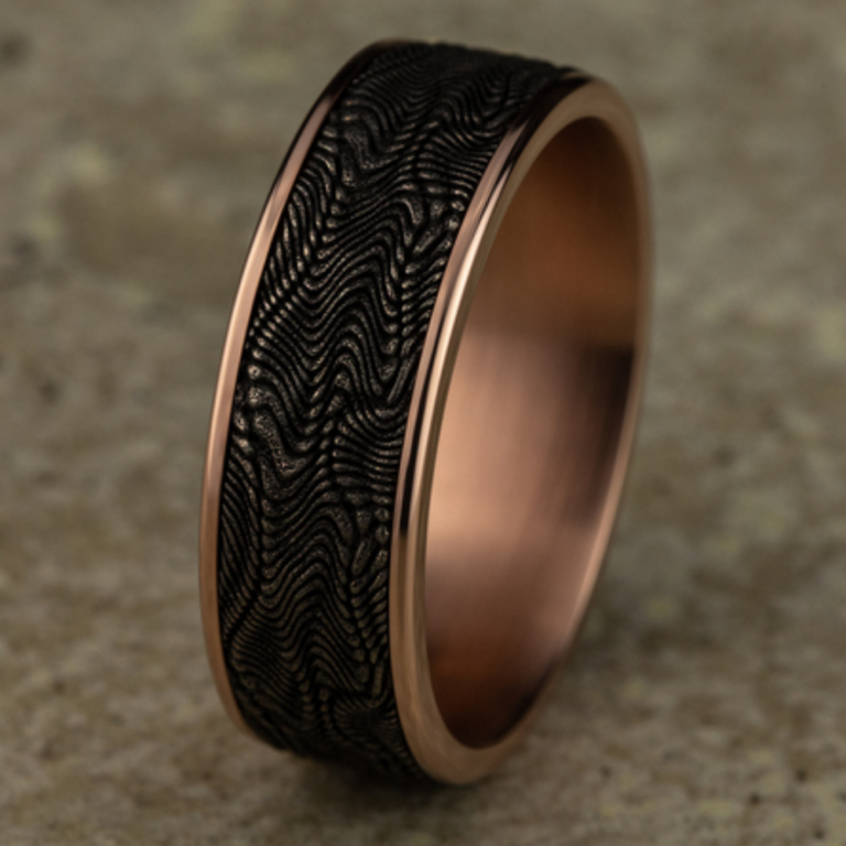 14K Gold and Tantalum 7.5mm – Snakeskin Men’s Wedding Band Ammara Stone 19