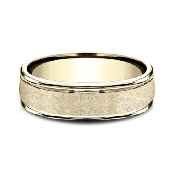 14K Gold 6.5mm - Swirl Finish Men's Wedding Band