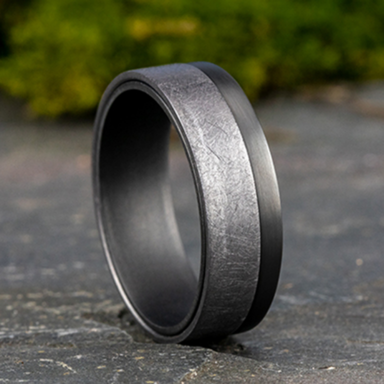Tantalum 7mm – Swirl Off-Center Men’s Wedding Band Ammara Stone 6