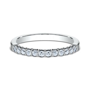 14K Gold Crescent Round Brilliant Diamond Wedding Band