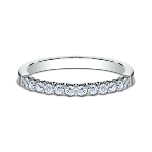 14K Gold Crescent Round Brilliant Diamond Wedding Band