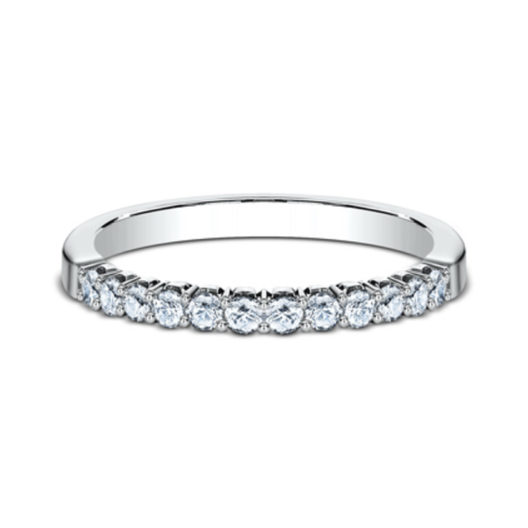 14K Gold Crescent Round Brilliant Diamond Wedding Band Classic 10