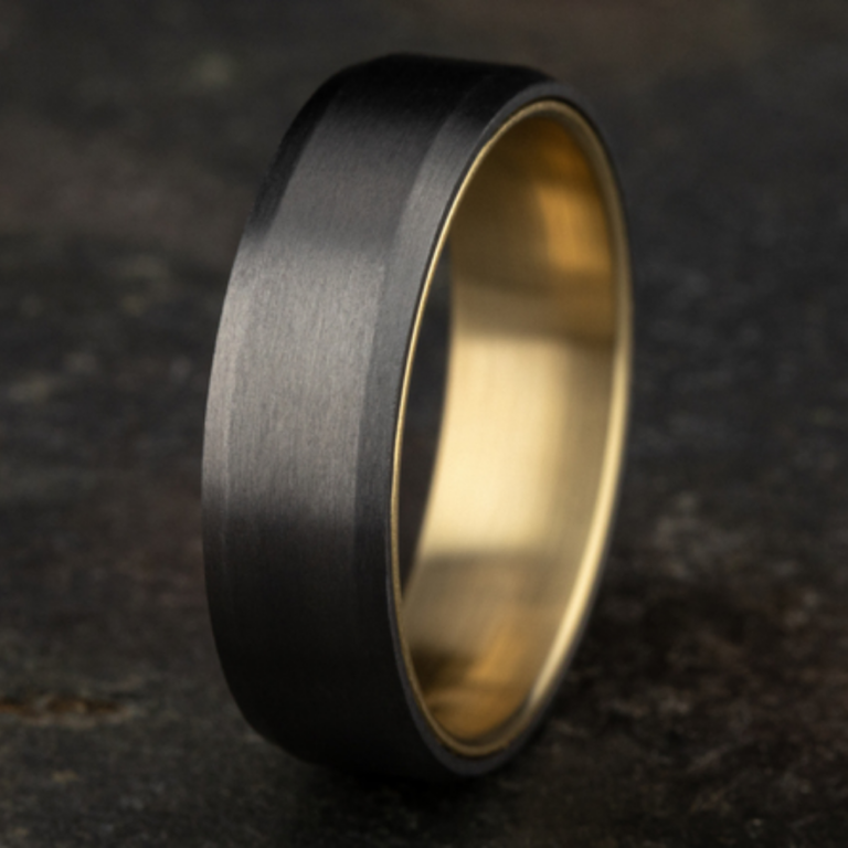 14K Gold and Tantalum 6.5mm – Sleeved Men’s Wedding Band Ammara Stone 15