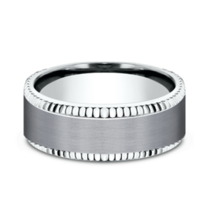 14K Gold and Tantalum 8mm - Coined Men's Wedding Band