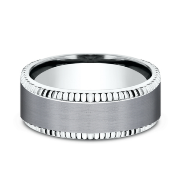 14K Gold and Tantalum 8mm - Coined Men's Wedding Band