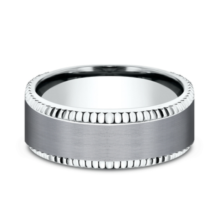 14K Gold and Tantalum 8mm – Coined Men’s Wedding Band Ammara Stone 10
