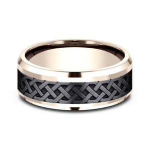 14K Gold and Black Titanium 8mm - Celtic Men's Wedding Band