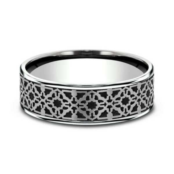 14K Gold and Black Titanium 7.5mm - Aztec Men's Wedding Band