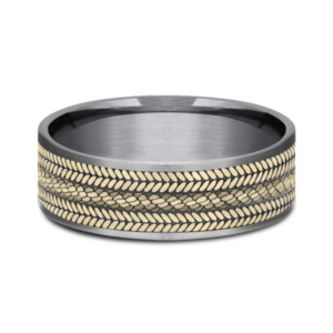 14K Gold and Tantalum 7.5mm - Rope Men's Wedding Band