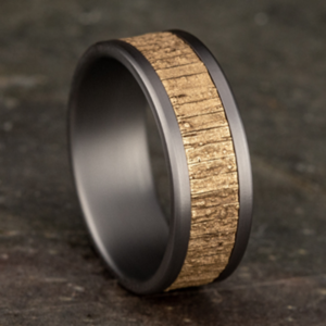 14K Gold and Tantalum 8mm – Wood Split Men’s Wedding Band Ammara Stone 39