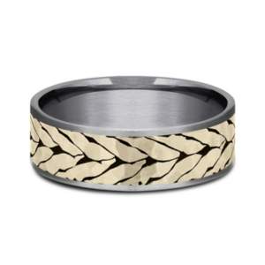 14K Gold and Tantalum 7.5mm - Chevron Men's Wedding Band