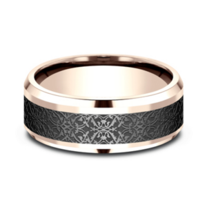 14K Gold and Black Titanium 8mm - Ottoman Men's Wedding Band