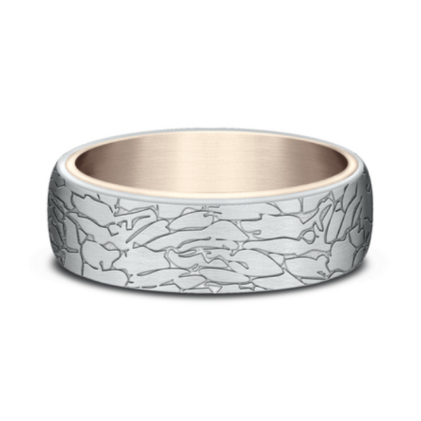 14K Two-Tone Gold 6.5mm - Fractured Rock Men's Wedding Band