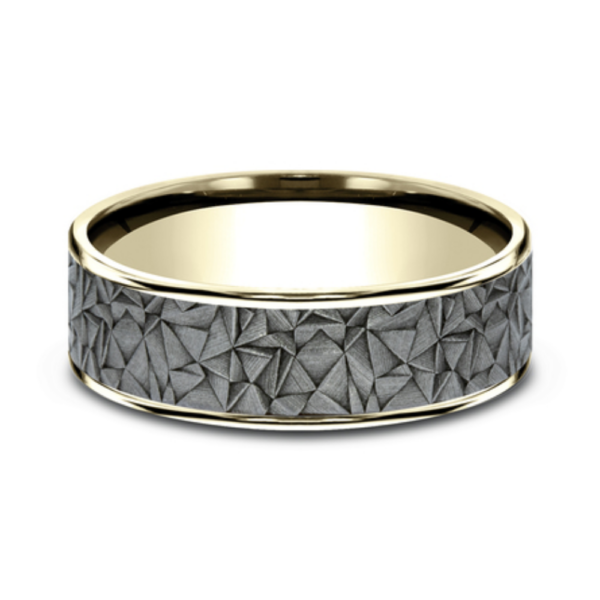 14K Gold and Tantalum 7.5mm - Kaleidoscope Men's Wedding Band