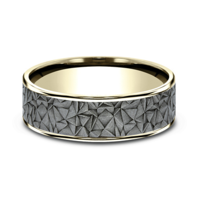 14K Gold and Tantalum 7.5mm – Kaleidoscope Men’s Wedding Band Ammara Stone 28