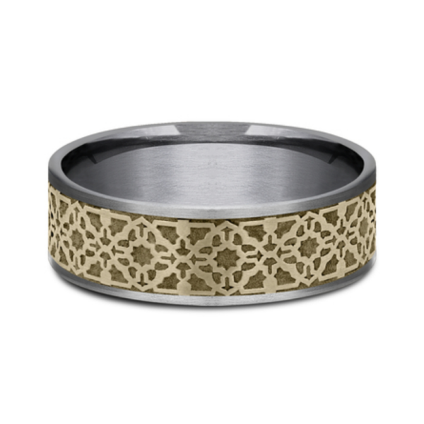 14K Gold and Tantalum 7.5mm - Aztec Men's Wedding Band