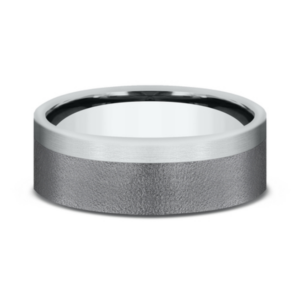 14K Gold and Tantalum 7mm - Wire Off-Center Men's Wedding Band