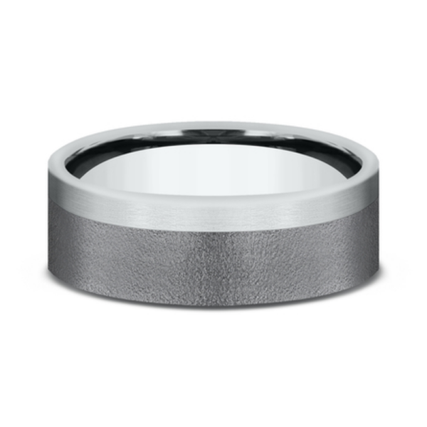 14K Gold and Tantalum 7mm - Wire Off-Center Men's Wedding Band