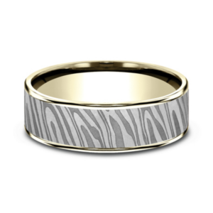 14K Gold and Tantalum 7.5mm - Stripe Men's Wedding Band