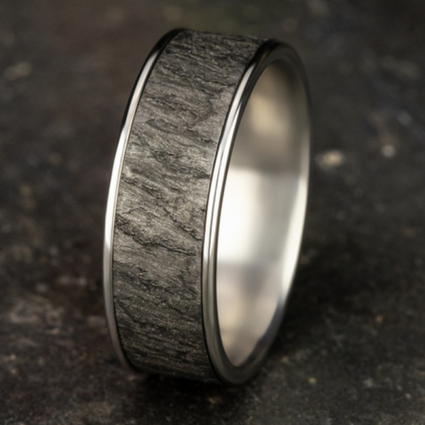14K Gold and Tantalum 7.5mm - Rock Men's Wedding Band - Image 9