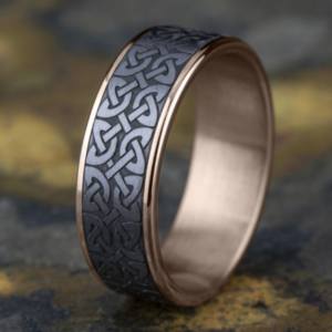 14K Gold and Tantalum 7.5mm – Celtic Men’s Wedding Band Ammara Stone 30