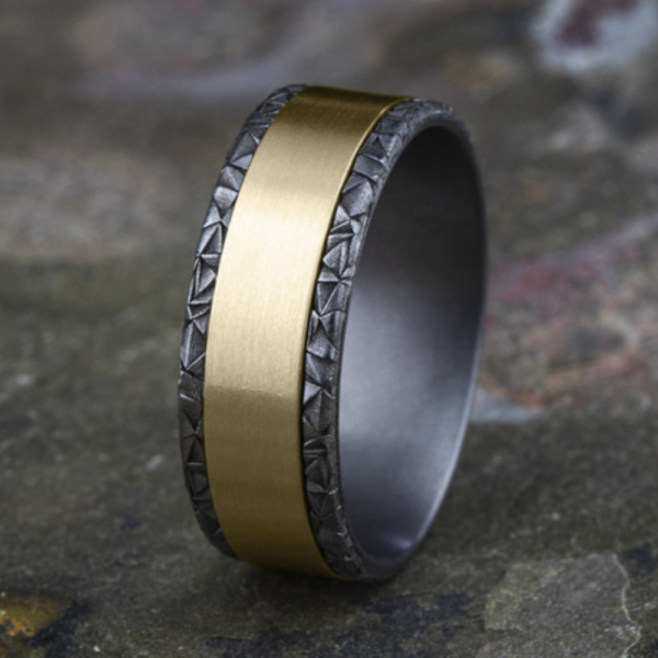 14K Gold and Tantalum 8mm - Kaleidoscope Men's Wedding Band - Image 3