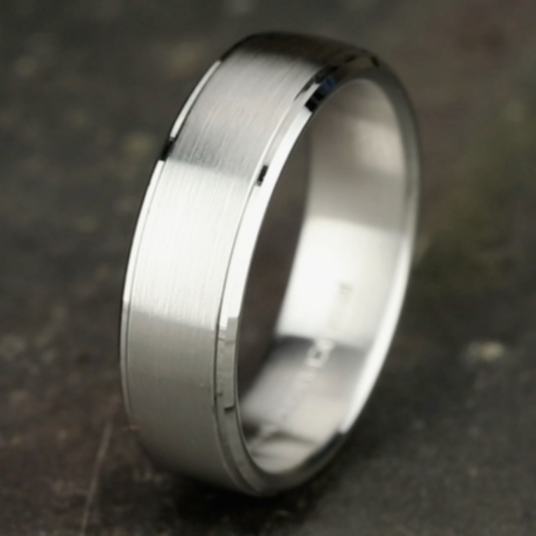 14K Gold 6.5mm – Satin Dropped Men’s Wedding Band Benchmark 15