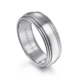 14K Two-Tone Gold 8mm – Satin Finish Grooved Men’s Wedding Band Gabriel 23
