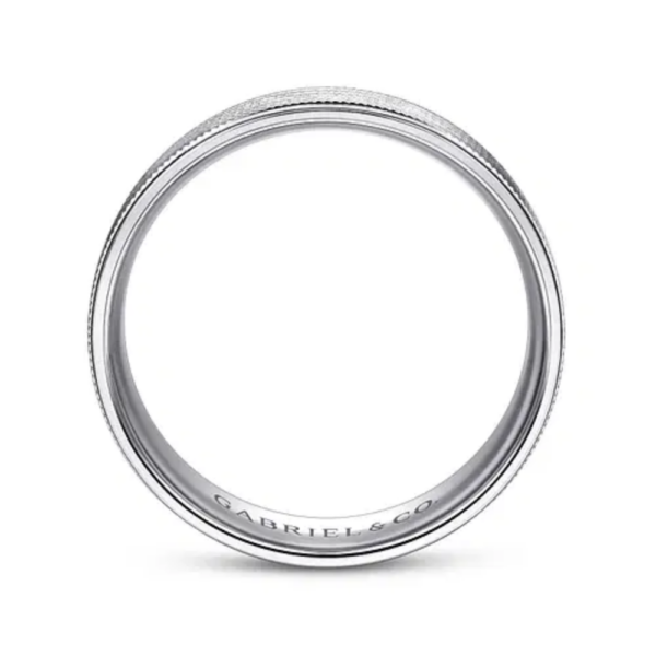 14K Gold 6mm - Diagonal Brushed Finish Men's Wedding Band - Image 3