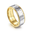 14K Two-Tone Gold 8mm – Hammered Finish Men’s Wedding Band Gabriel 67