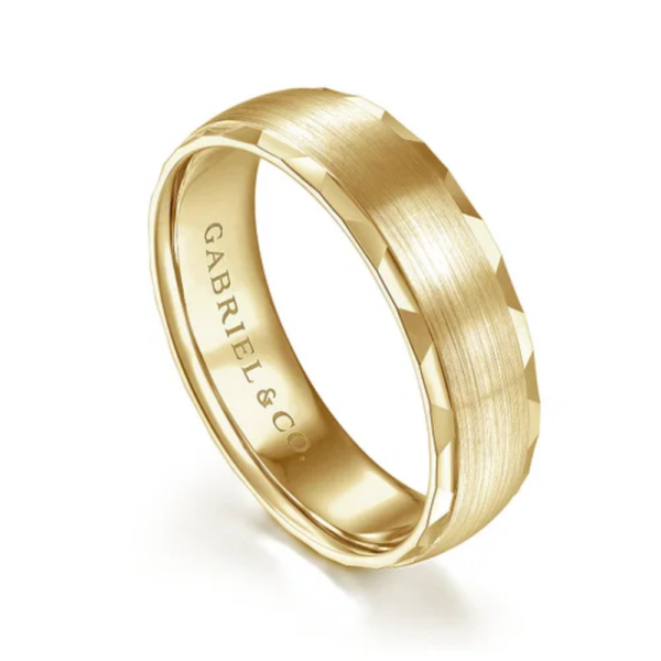 14K Gold 6mm - Satin Carved Men's Wedding Band - Image 10