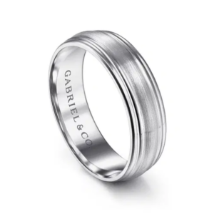 14K Gold 6mm - Satin Finish Grooved Men's Wedding Band
