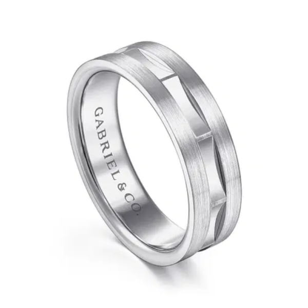 14K Gold 6mm - Brushed & Satin Interwoven Men's Wedding Band - Image 6