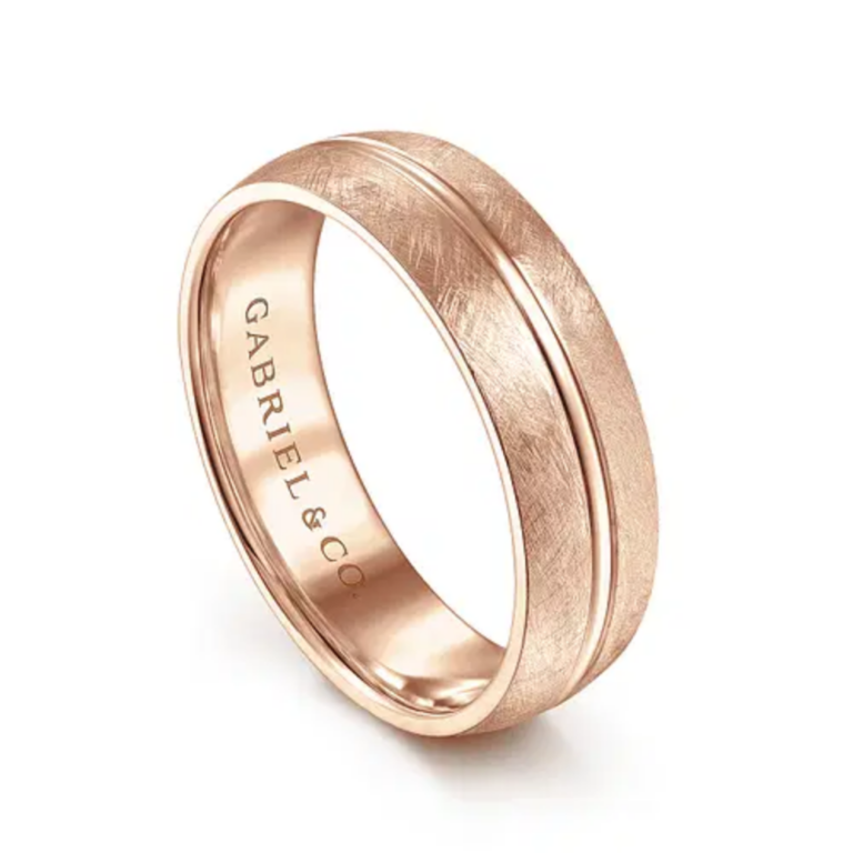 14K Gold 6mm – Brushed Diamond Cut Men’s Wedding Band Gabriel 23